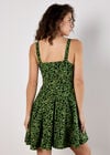 Animal Print Skater Mini Dress, Green, large