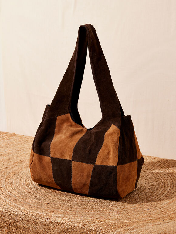 Sac Hobo en patchwork de suède, assorti, grand