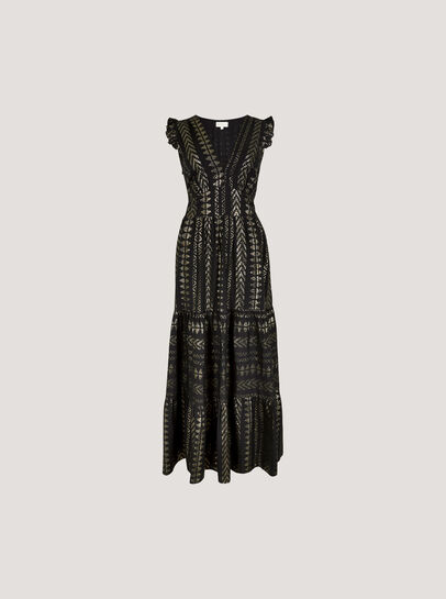 Metallic Embroidered Maxi Dress