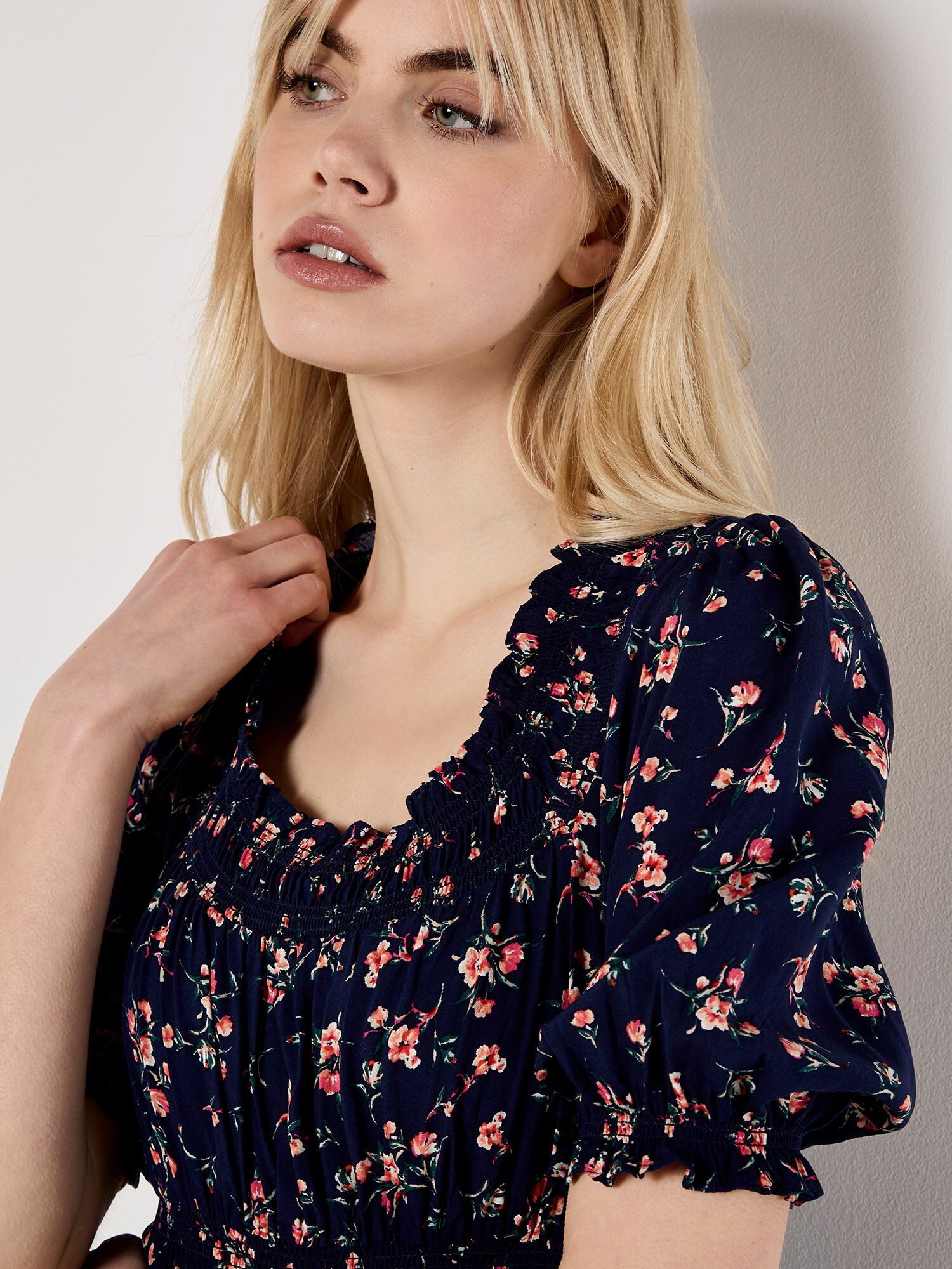 Ditsy Floral Milkmaid Midi Dress | Apricot Clothing