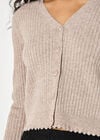 Ribbed Knit Scalloped Cardigan, Stone, large