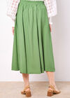 Pleated A-Line Midi Skirt, Green, large