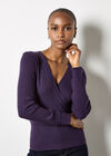 Rib Knit Wrap Top, Purple, large