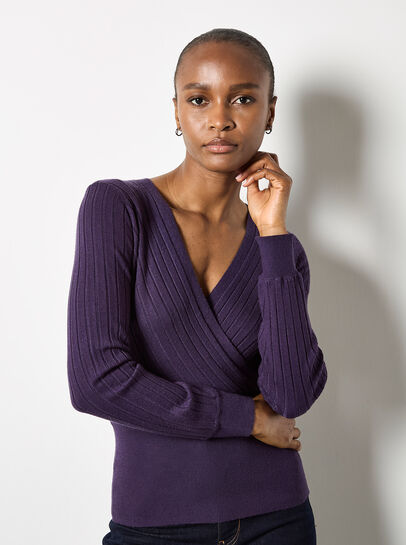 Rib Knit Wrap Top