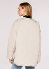 Collarless Quilted Jacket, Stone, large