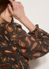 Chiffon Ruffle Paisley Mini Dress, Green, large