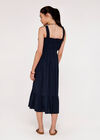 Check Smocked Midi Dress, Navy, large