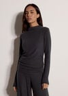 Side Ruched Soft-Touch Top, Dark Grey/Charcoal, large