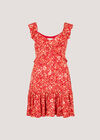 Ditsy Floral Ruffle Mini Dress, Red, large
