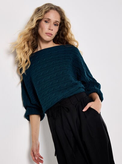 Cable Stripe Batwing Aran Jumper