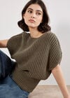 Chunky Rib Knit Cap Sleeve Jumper, Khaki, large