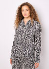 Zebra Print High-Low Shirt, Stone, large