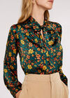 Floral Pussy Bow Blouse, Green, large