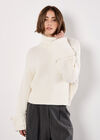 Chunky Knit Roll Neck Jumper, Cream, large