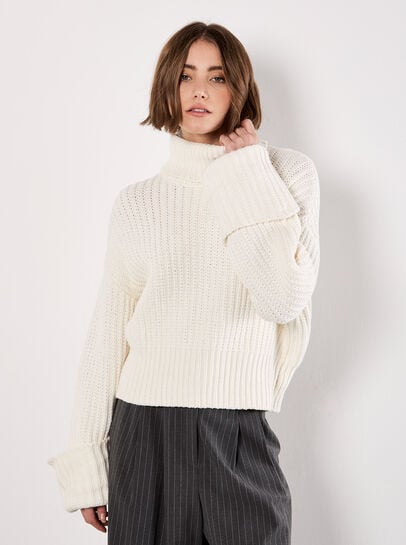 Chunky Knit Roll Neck Jumper