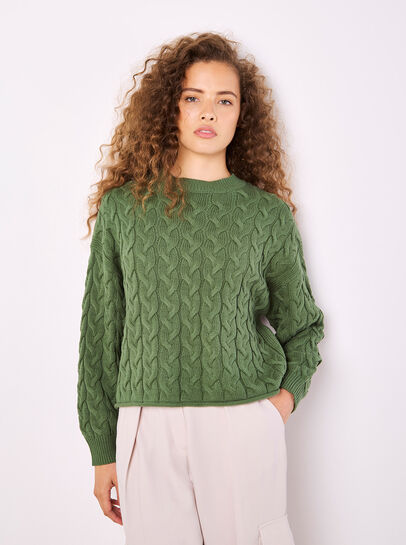 Cotton Blend Cable Knit Jumper
