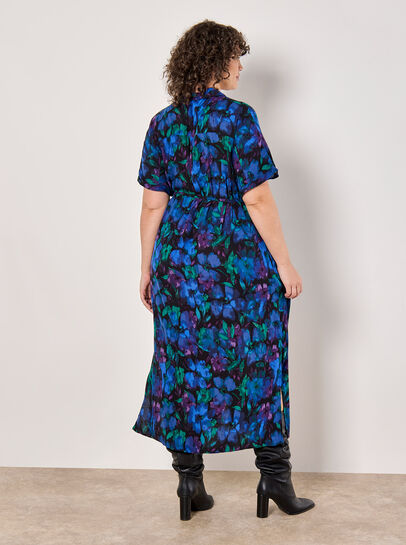 Curve Floral Shirt Midaxi Dress