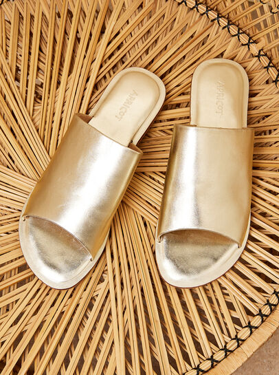 Gold Soft Leather Mules
