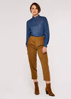 Ruffle Detail Denim Shirt, Blue, large
