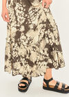 Tie Dye Ruffle Hem Maxi Skirt, Khaki, large