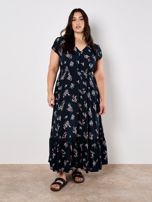 Botanical Bunches Maxi Dress, Navy, large
