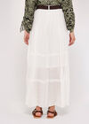 Slub Shimmer Maxi Skirt, White, large
