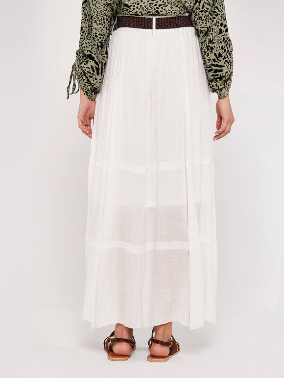 Slub Shimmer Maxi Skirt, White, large