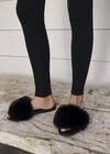 Cosy Faux Fur Luxe Slippers, Black, large
