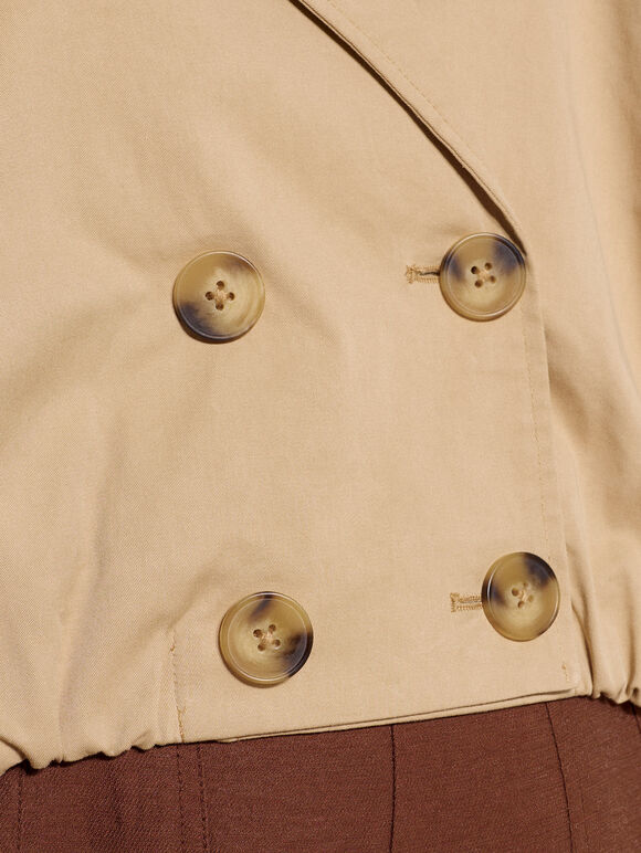 Cropped Trench Coat, Stone, large