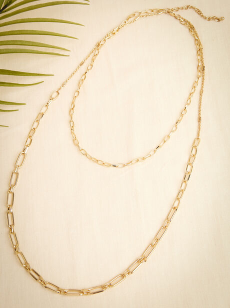 Gold Double Layered Chain Necklace