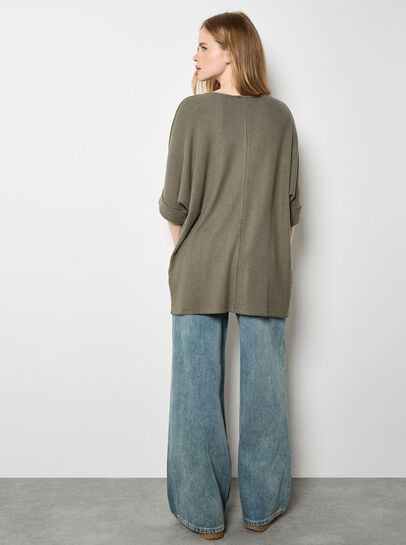 Soft-Touch Batwing Waffle Knit Top