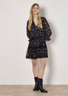 Vintage Floral Lace Tiered Mini Dress, Black, large