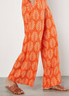 Geo Leaf Palazzo Trousers, Orange, large