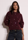 Embroidered Heart Jumper, Plum, large