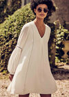 Lace Detail Smock Dress, Cream, large
