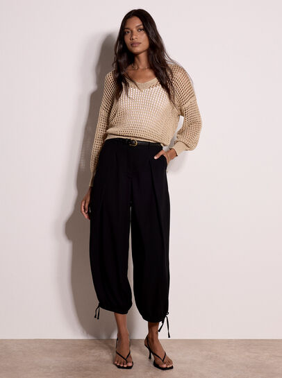 Gold Shimmer Open Knit Jumper