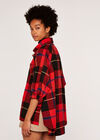 Oversized Plaid Shirt, Red, large