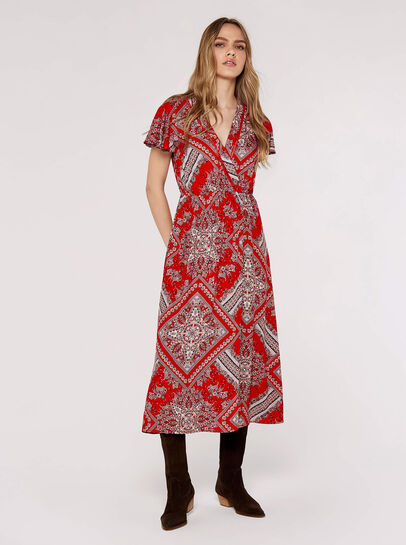 Scarf Print Midaxi Dress