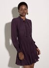 Ruffle Neck Mini Dress, Plum, large