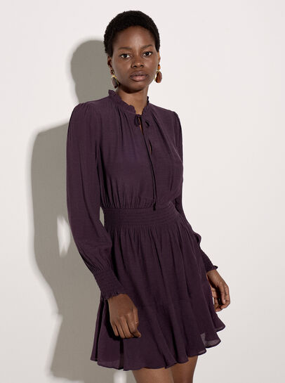 Ruffle Neck Mini Dress