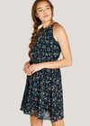Ditsy Floral Tea Dress, Navy, large