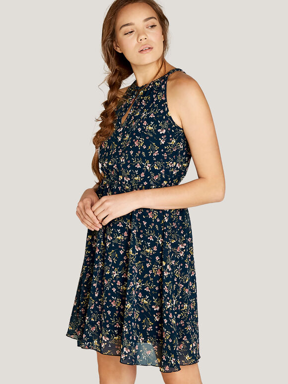 Ditsy Floral Tea Dress, Navy, large