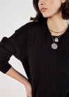 Fine Knit Cable Jumper, Black, large