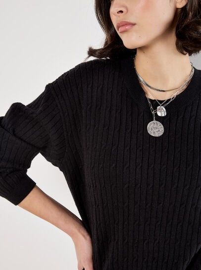 Fine Knit Cable Jumper