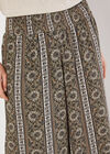 Floral Stripe Wide-Leg Woven Trousers, Khaki, large