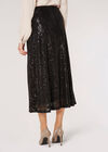 Sequin Sparkle Midi Skirt, Black, large