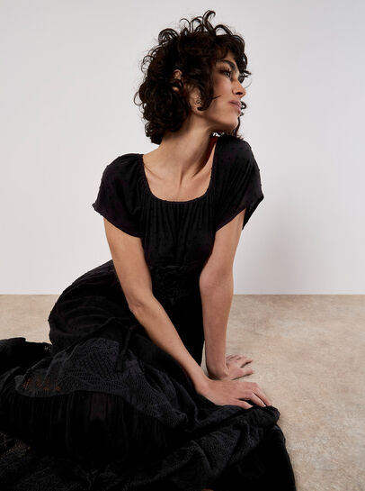 Lace Detail Corset Maxi Dress