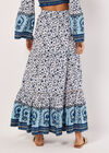 Sarasa Floral Tiered Maxi Skirt, Cream, large