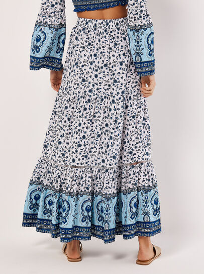 Sarasa Floral Tiered Maxi Skirt