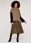 Turtleneck Knit Jumper, Brown, large